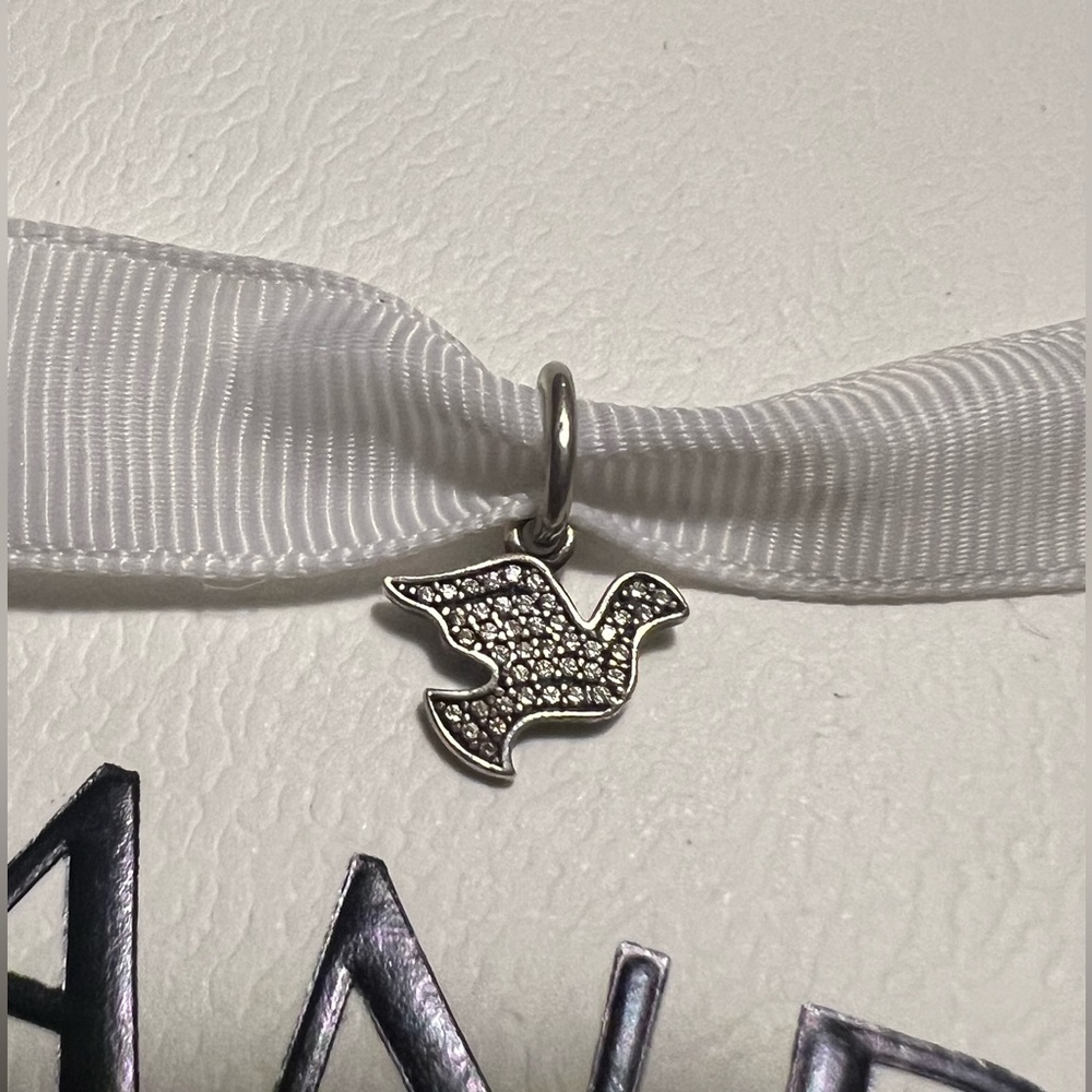 PANDORA S925 Pave Dove “Symbol of Peace” Dangle Charm